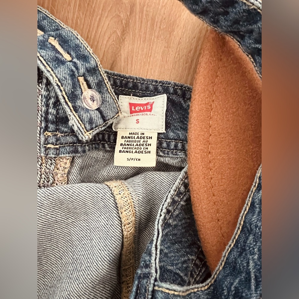 Levi’s Denim Mini Button Front Jean Dress Coastal Cowgirl Western Cottagecore - Picture 7 of 8